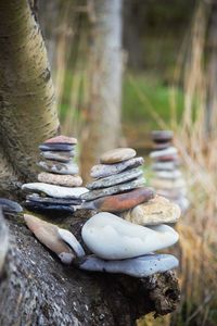 Close-up of stack of rocks