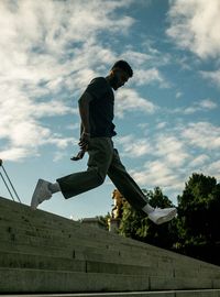 Low angle view of man in nature.