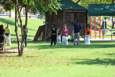 Girl playing in park