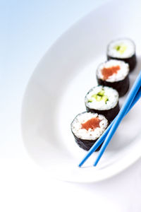 Close-up of sushi in plate