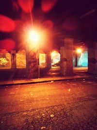 Illuminated lights at night