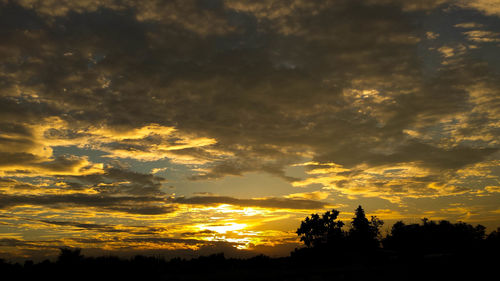 Silhouette trees against sky during sunset