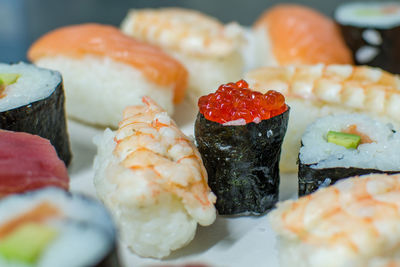 Close-up of sushi in plate