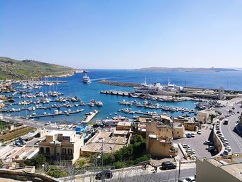 High angle view of harbor