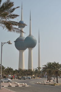 View of communications tower against sky