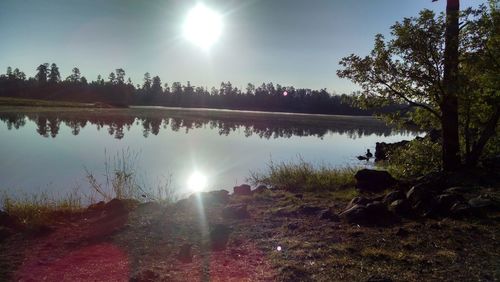 Scenic view of lake against sky