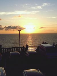 Scenic view of sea at sunset