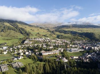 High angle view of townscape against sky