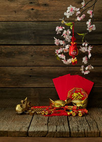 Close-up of various flowers on table