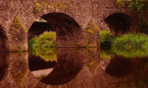 Reflection of bridge in river