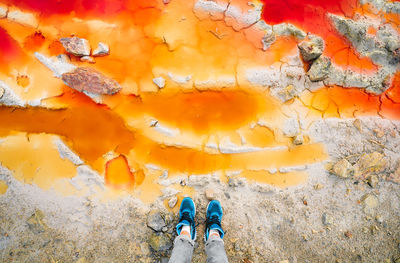 Low section of woman standing on rock