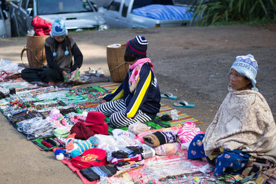 People sitting on street