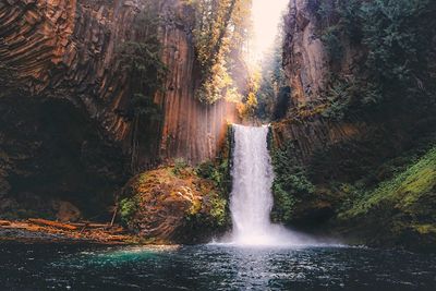 Scenic view of waterfall