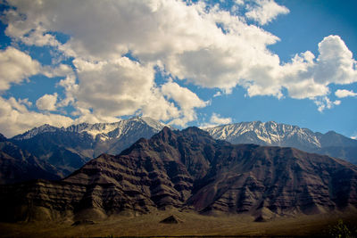 Panoramic view of landscape and mountains against sky