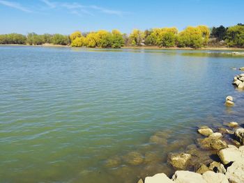 Scenic view of lake against sky