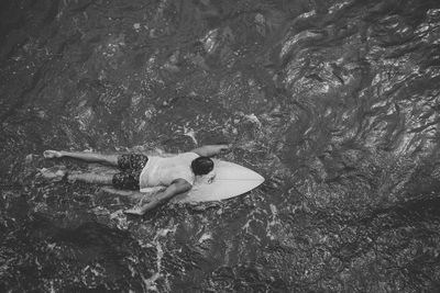 High angle view of surfer