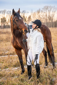 Horses on field