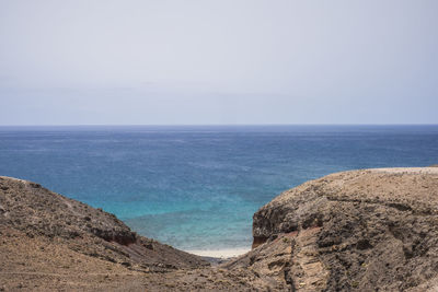 Scenic view of sea against clear sky