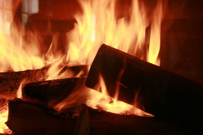 Close-up of fire in the dark