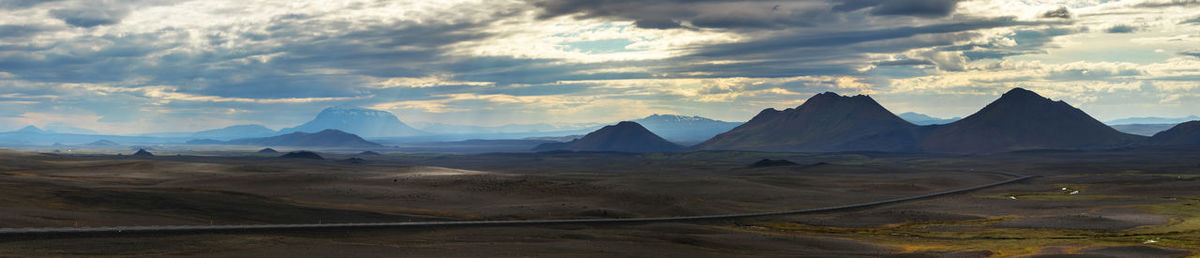 Panoramic view of landscape against sky during sunset