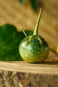 Close-up of lemon on table