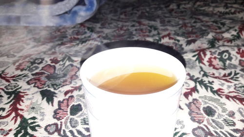 High angle view of tea on table