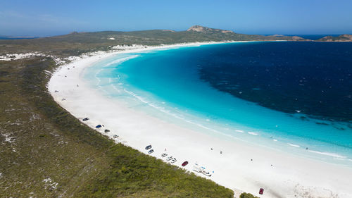 High angle view of sea against sky