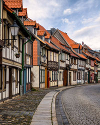 Beautiful street with half-timbered houses in stolberg am harz, saxony-anhalt, germany