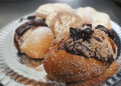 Close-up of dessert in plate on table