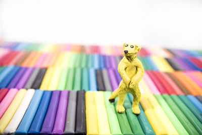 Close-up of multi colored toy on table