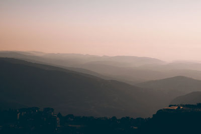 Scenic view of mountains against clear sky