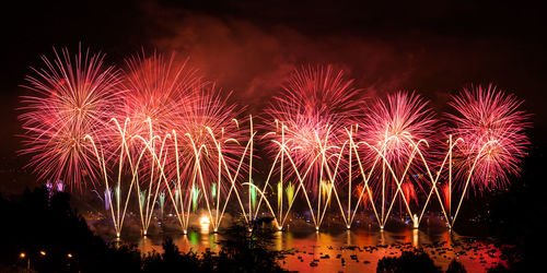 Firework display at night