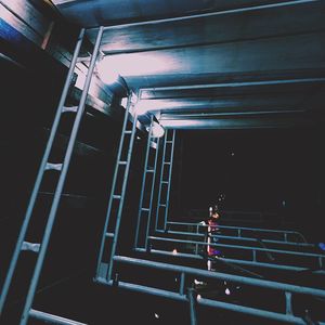 Low angle view of staircase at night