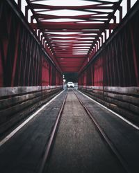 Railroad tracks on bridge