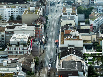 High angle view of city street