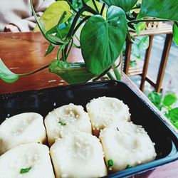 High angle view of food on table