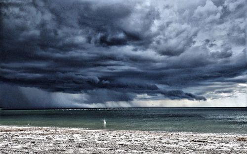 Scenic view of sea against cloudy sky