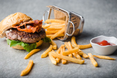 Close-up of food on table