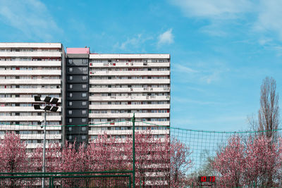 Low angle view of modern building against sky