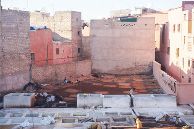 High angle view of buildings in city