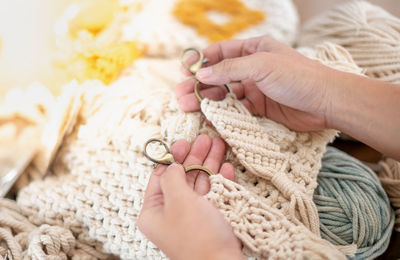 Close-up of woman holding hands