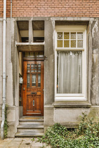 Closed door of house