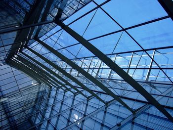 Low angle view of skylight in modern building