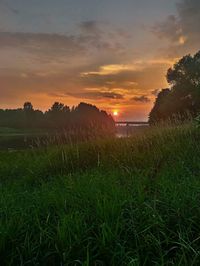 Scenic view of landscape against sky during sunset