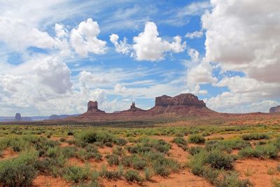 Scenic view of landscape against cloudy sky