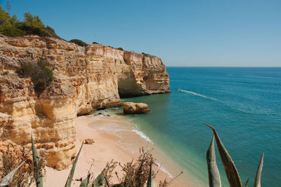 Scenic view of sea against clear sky