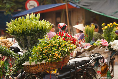 Close-up of flowers for sale at market stall