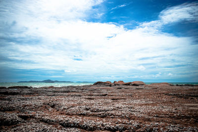 Scenic view of land against sky