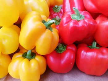 Close-up of bell peppers at market for sale