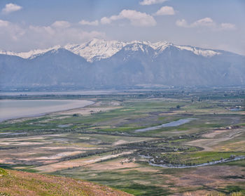 Scenic view of mountains against sky